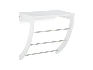 Porte-serviettes mural rangement salle de bain 3 barres design épuré 60 x 20 x 10 cm en mdf blanc 13_0008138