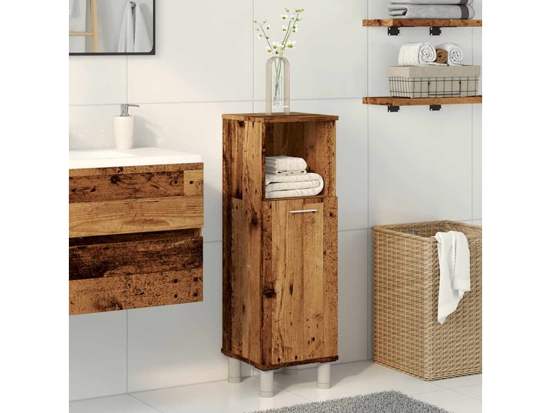  Armoire de salle de bain, meuble de rangement vieux bois 30x30x95 cm bois ingénierie  - Conforama C