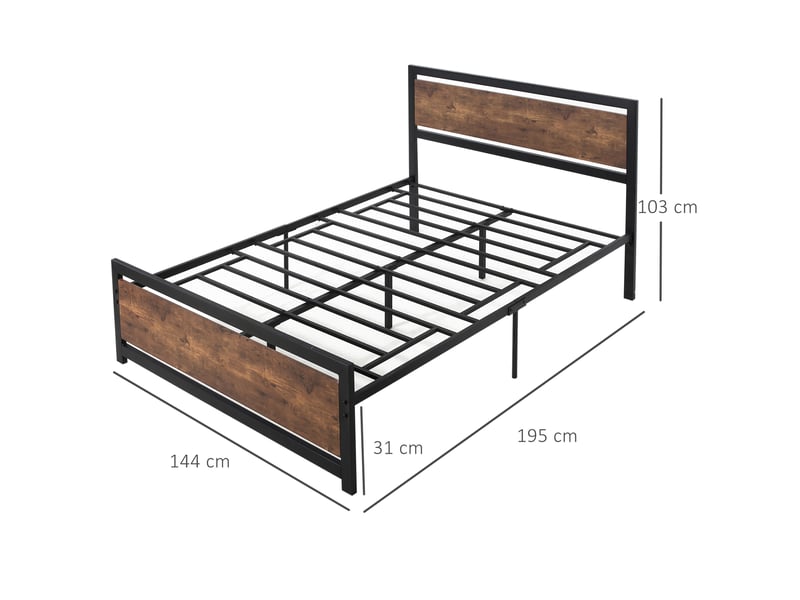  Cadre de lit double industriel avec sommier et tête de lit, compatible matelas 140 x 190 cm  - Conforama E