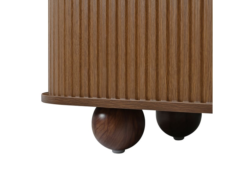  Meuble tv noyer 180x35x45 cm avec 2 portes coulissantes rainurées et passe-câbles  - Conforama E