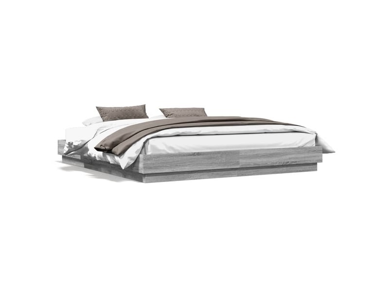 Lit double- lit adulte - cadre de lit avec led sans matelas sonoma gris 180x200 cm - Conforama D
