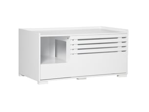 Meuble pour litière féline 90 x 48 x 43,5 cm – blanc – 2 étagères et porte magnétique surélevée