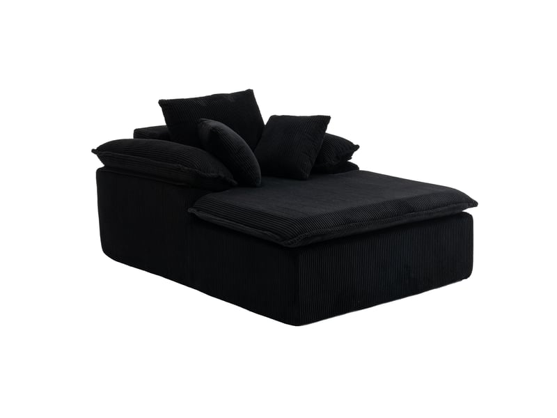  Canapé droit relax 1 place en velours côtelé noir, sans montage, avec larges accoudoirs pour lire confortablement  - Conforama A