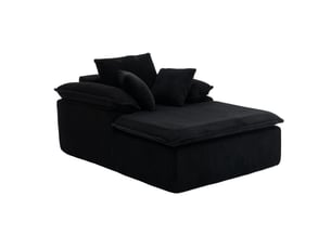 Canapé droit relax 1 place en velours côtelé noir, sans montage, avec larges accoudoirs pour lire confortablement