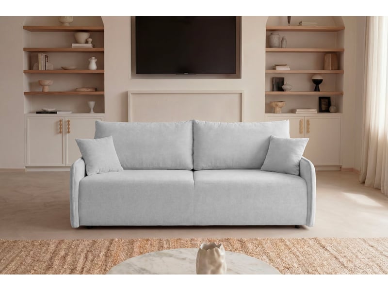  Sacha - canapé droit convertible tissu chiné 2 places blanc  - Conforama D