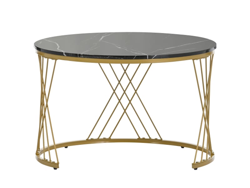 Tables gigogènes modernes en marbre plaqué – ensemble de 2, cadres dorés, tables d’appoint rondes - Conforama D