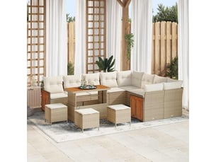 Vidaxl ensemble de canapé de jardin 14 pcs beige et crème polyrotin