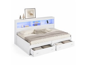Lit avec rangement 90x200 cm MEUBLIV coloris blanc