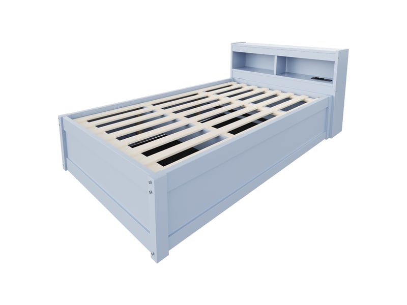  Lit sofa 90 x 200 cm gris en mdf, prise euro, led multicolore, relevage hydraulique et rangements  - Conforama A