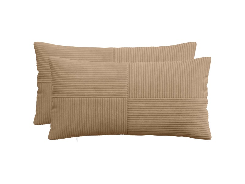 Lot de 2 housses de coussin almelo marron 40 x 80 cm velours côtelé cf49398 - Conforama B