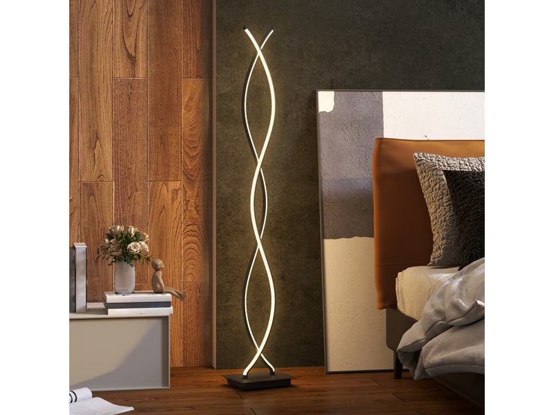  Lampadaire led dimmable 144 cm avec interrupteur au pied, noir  - Conforama C