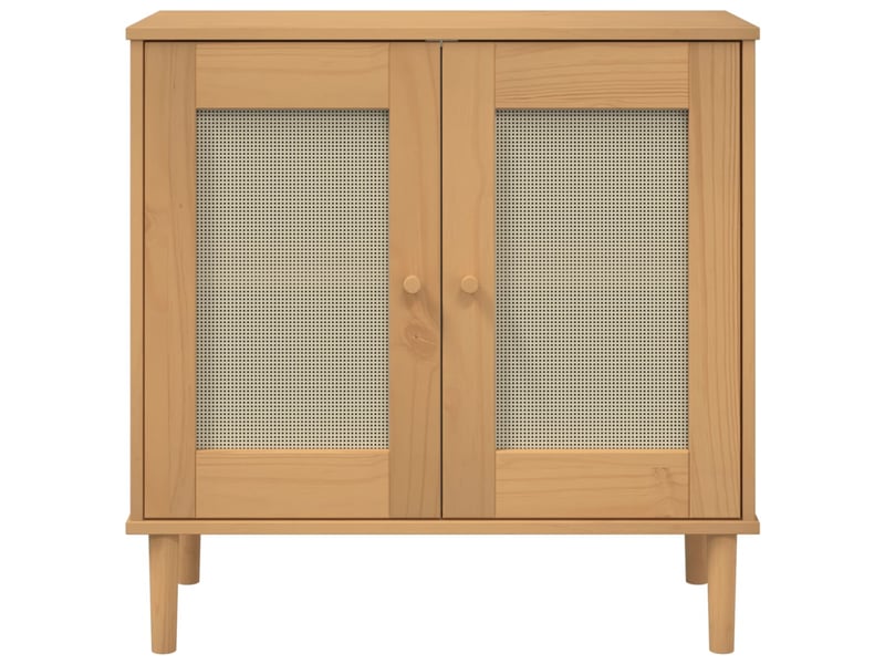 Buffet - bahut - meuble de rangement senja aspect rotin marron 80x35x80 cm bois massif de pin - Conforama E