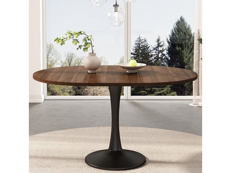  Table extensible ovale effet noyer 100-140 x 100 cm Fay Lum - Conforama D