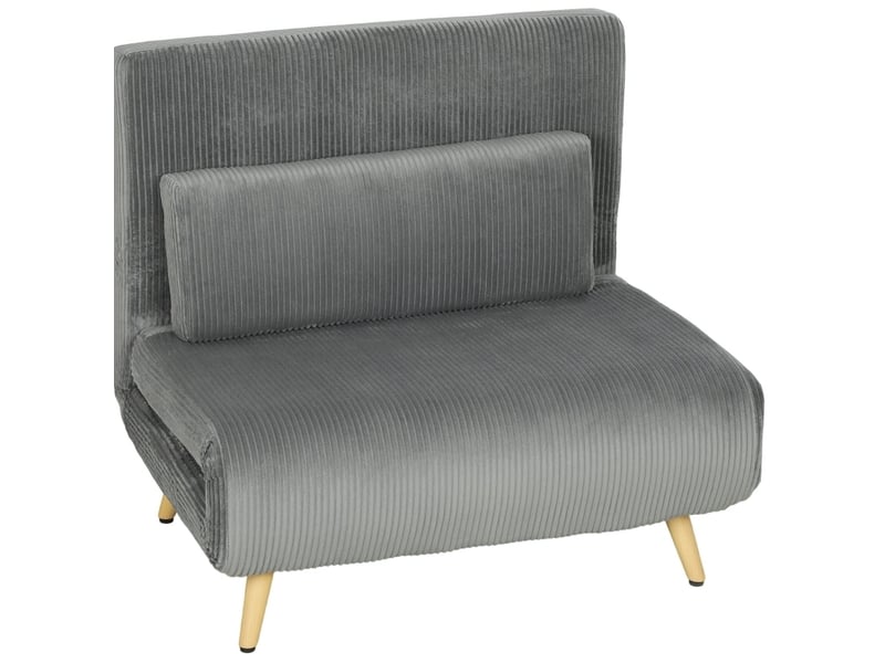  Fauteuil convertible 90x75x84 cm 3-en-1 dossier réglable cord gris foncé  - Conforama A