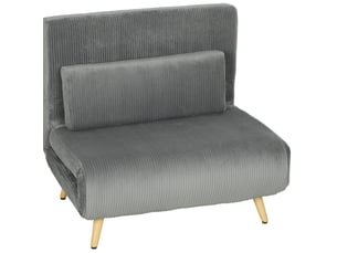 Fauteuil convertible 90x75x84 cm 3-en-1 dossier réglable cord gris foncé