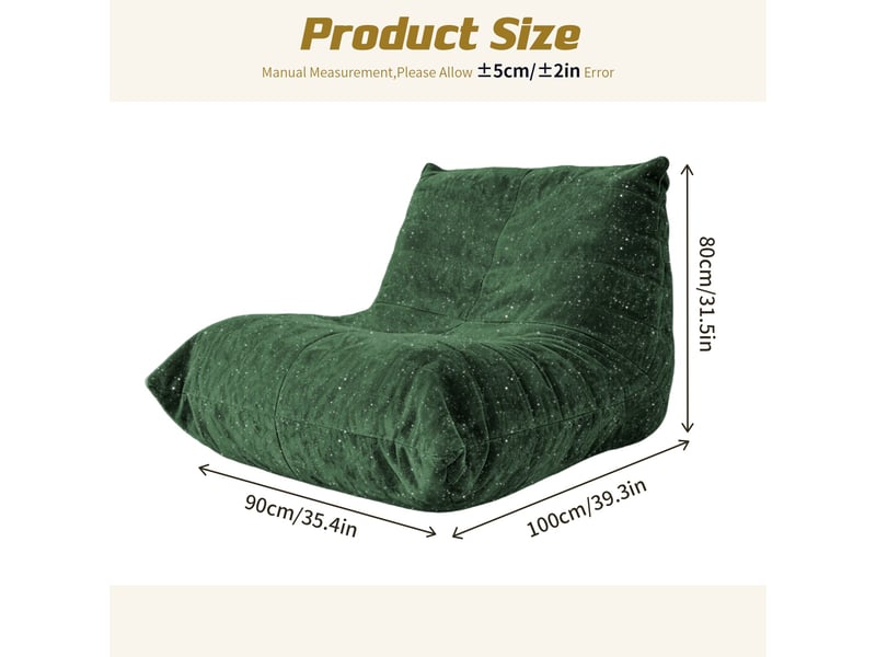Chauffeuse matelassée chenille verte pailletée fauteuil de sol 90x100 - Conforama E