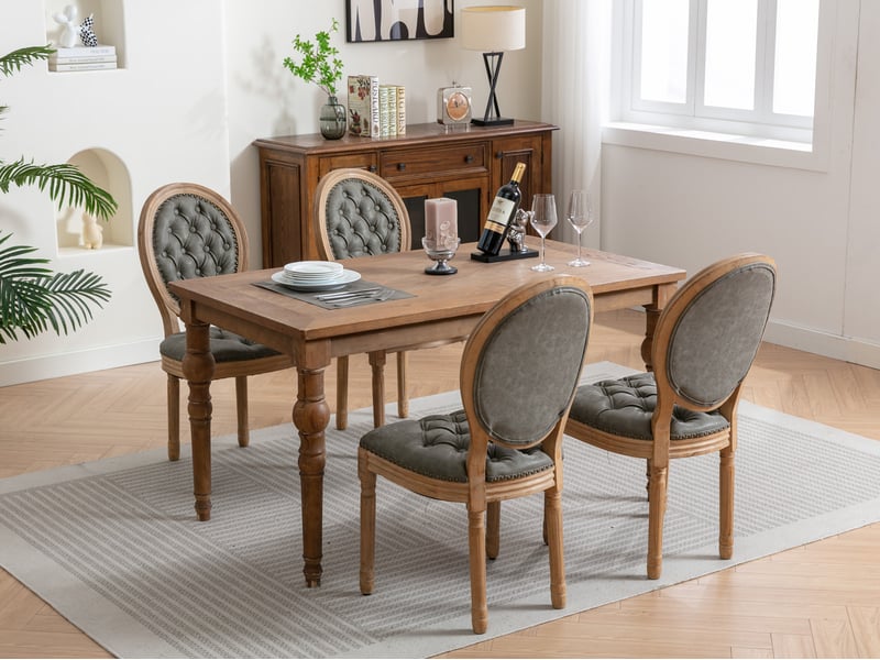  Chaises de salle à manger lot de 2 95x49x59 5 cm vert olive similicuir style campagne française structure bois massif assise rembourrée mousse haute densité ressorts acier evarich - Conforama D