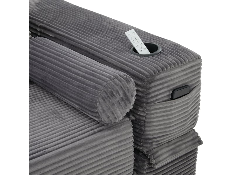 Canapé convertible 3 places gris foncé - lit d'appoint avec sacs latéraux, porte-verres et coussin memoire - Conforama D