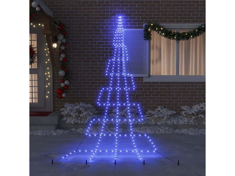  Arbre de noël, sapin de noël led avec piquets au sol bleu 511 cm métal  - Conforama C