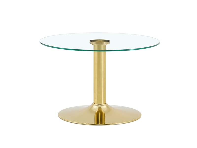  Table basse ronde ø env. 70 cm, h env. 45 cm en verre trempé et métal doré  - Conforama A