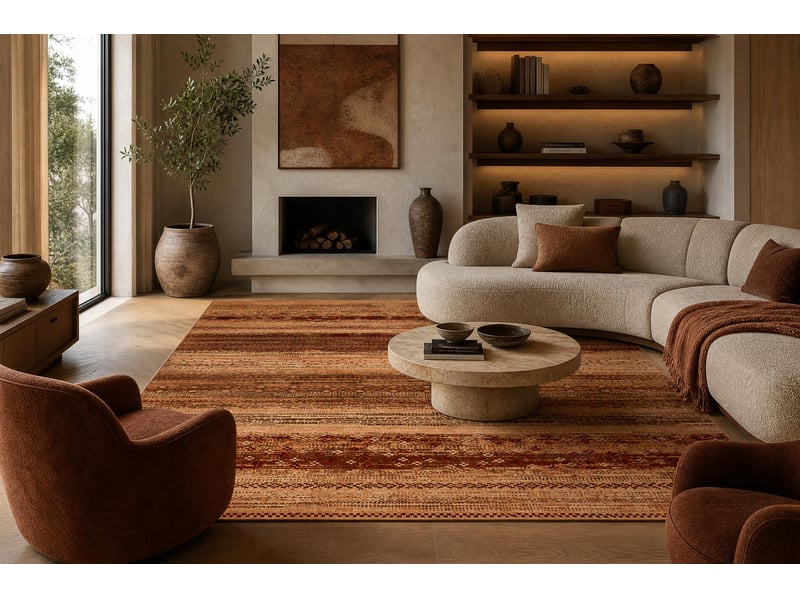 Tapis en laine kashqai 4338 100 ethnique, boho couleur saumon brunes 200x300 cm - Conforama E