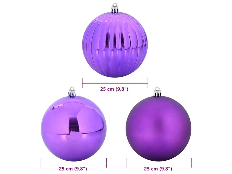  Ensemble de boules de noël xxl 3 pcs lilas ø 25 cm plastique  - Conforama E