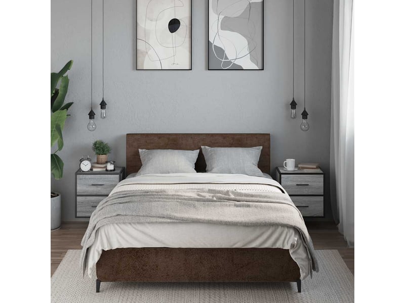  Lot de 2 tables de chevet - cabinet de chevet - table de nuit murales sonoma gris 40x31x39,5 cm  - Conforama B
