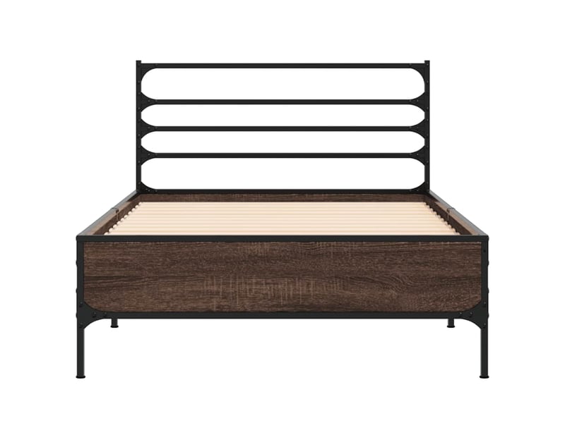  Lit simple- lit adulte -  cadre de lit sans matelas chêne marron 100x200 cm  - Conforama C