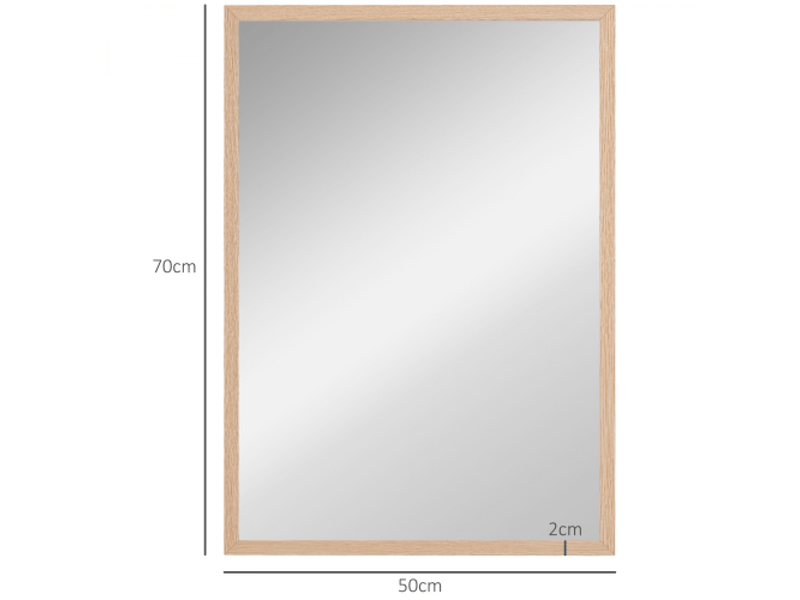  Miroir mural 50 x 70 cm avec 4 crochets,miroir rectangulaire décoratif pour chambre et salle de bain  - Conforama D