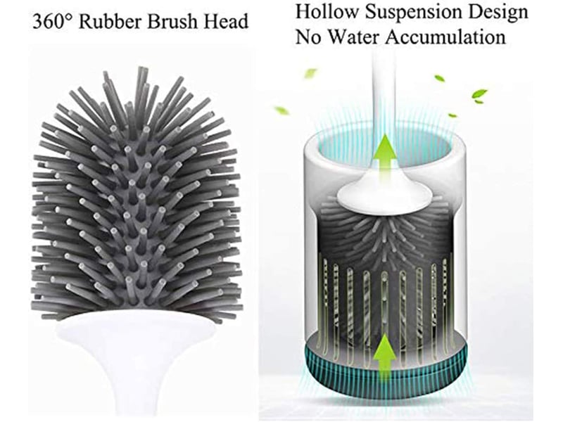  Brosse de toilette brosse wc en silicone antibactérienne balayette wc ensemble brosse de toilettes à manche long avec support hygiénique (flooring)  - Conforama B
