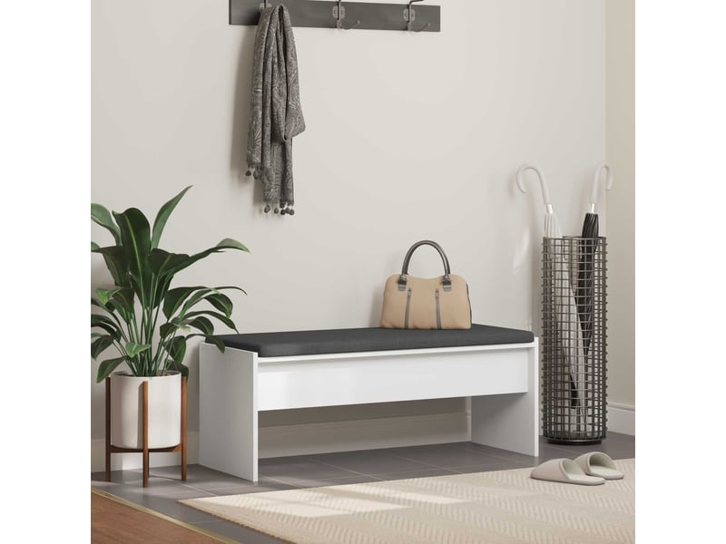  Banc d'entrée, banc interieur avec coussin blanc 103x38x40 cm  - Conforama B