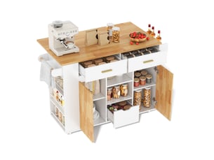 Desserte de cuisine mobile 120x71x90 cm plateau rabattable mdf blanc