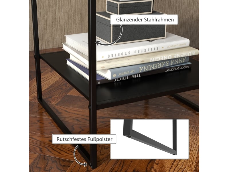  Table d’appoint avec 1 étagère ouverte, structure en acier noir, style industriel pour salon chambre 40 × 40 × 45 cm  - Conforama E
