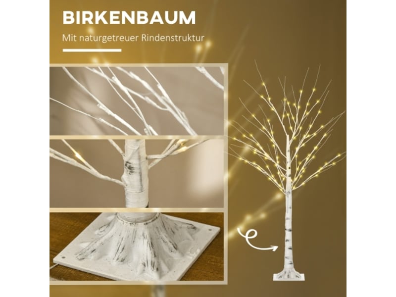  Bouleau artificiel led, branches flexibles, plastique et métal blanc, 150 cm, décoration lumineuse  - Conforama C