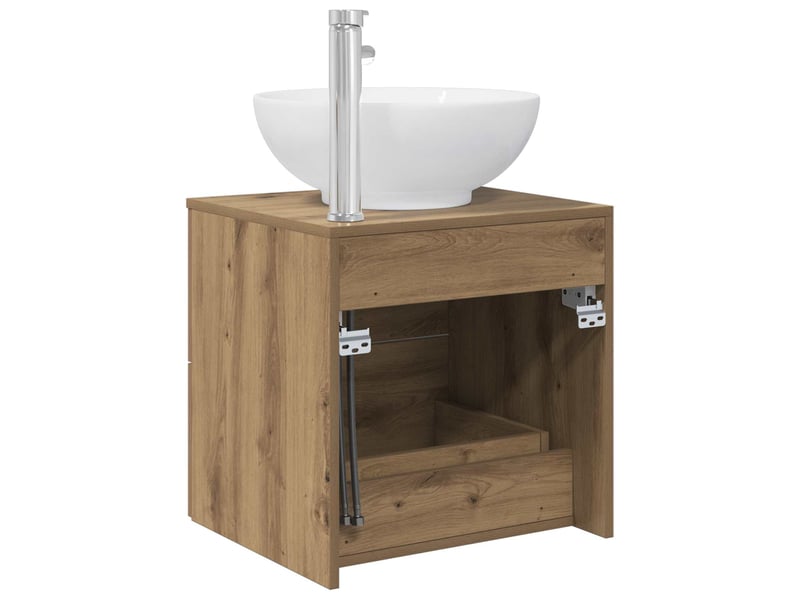  Vanité de lavabo mural, meuble de rangement chêne artisanal 49.5x44.5x66.5 cm  - Conforama E