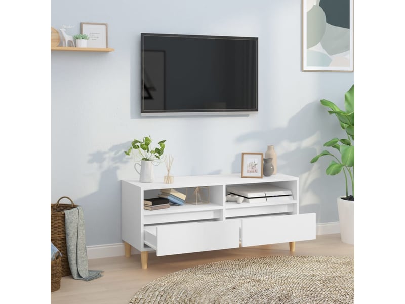  Meuble tv - banc tv - meuble de rangement blanc 100x34,5x44,5 cm bois d'ingénierie  - Conforama C