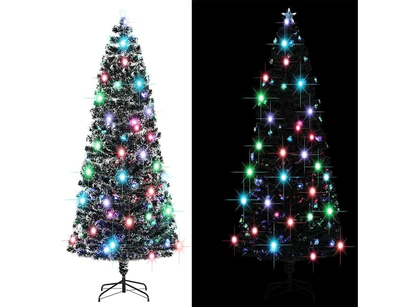  Arbre de noël, sapin de noël pré-éclairé vert et blanc 240 cm fibre optique  - Conforama B