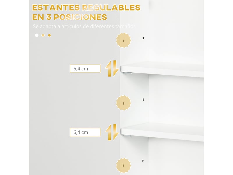  Meuble de salle de bain suspendu blanc, étagères réglables, 40 x 15 x 60 cm  - Conforama W