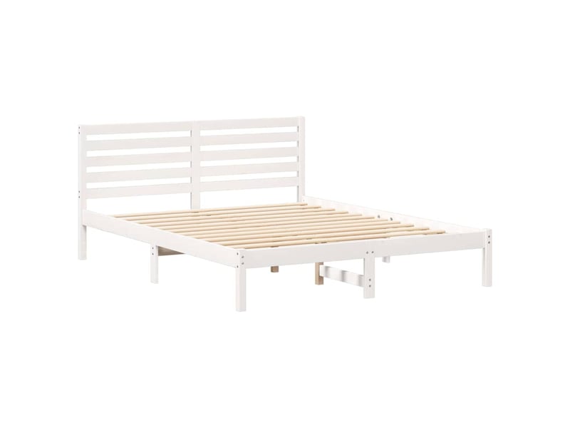  Lit double- lit adulte -  cadre de lit avec tête de lit blanc 160 x 200 cm pin massif  - Conforama C