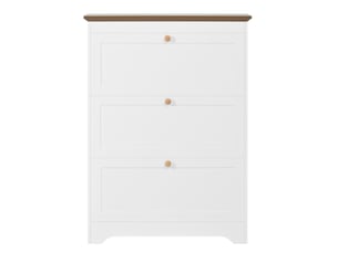 Meuble à chaussures 3 portes abattantes, grande capacité, poignées rondes, pour entrée et couloir