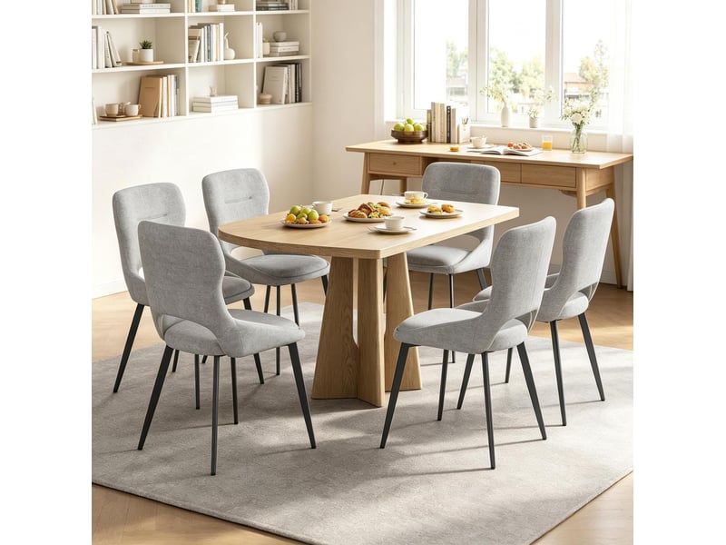  Chaise de salle à manger 43x40x86 cm dossier ajouré tissu métal gris lot de 6  - Conforama B