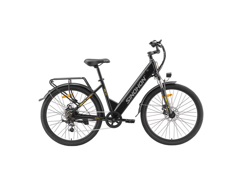  Vélo électrique de ville sinohon em300, 26, 7 vitesses, noir  - Conforama A