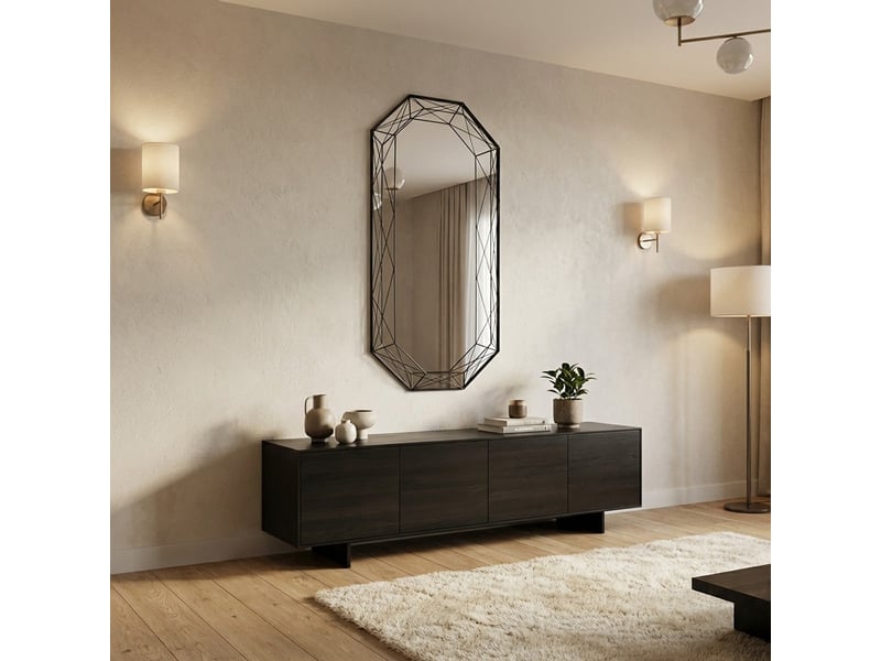 Miroir mural rectangulaire en métal noir mat shine 120  - Conforama B