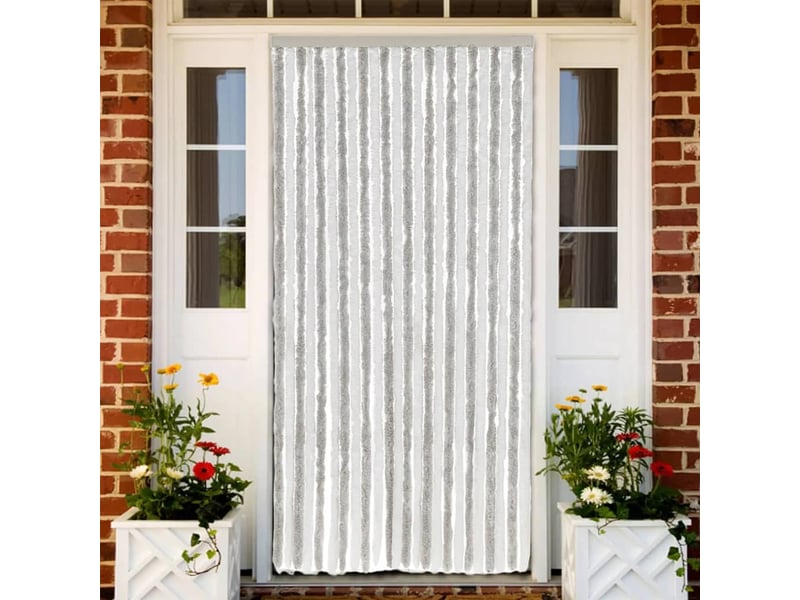  Rideau anti-mouches, moustiquaire gris clair et blanc 100x230 cm chenille cf43532  - Conforama B