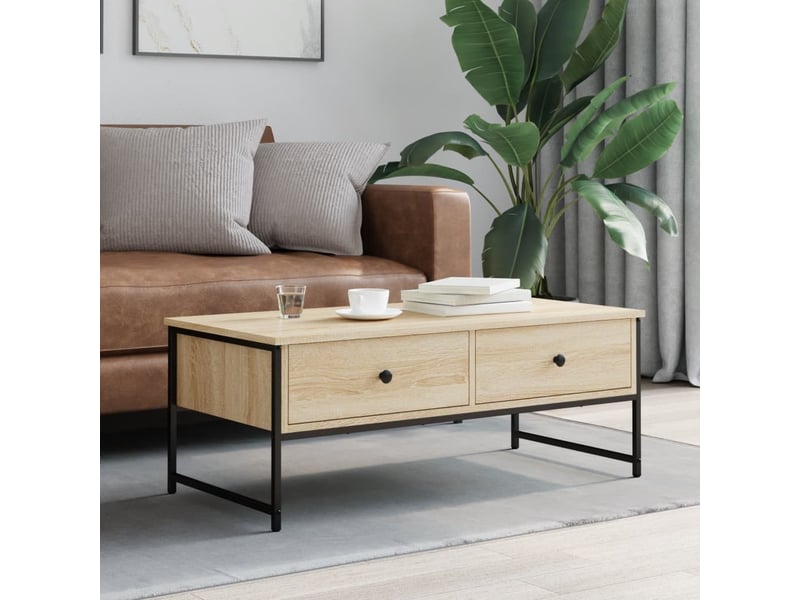  Table basse rectangulaire | table de salon chêne sonoma 101x49x39,5 cm bois d'ingénierie  - Conforama C