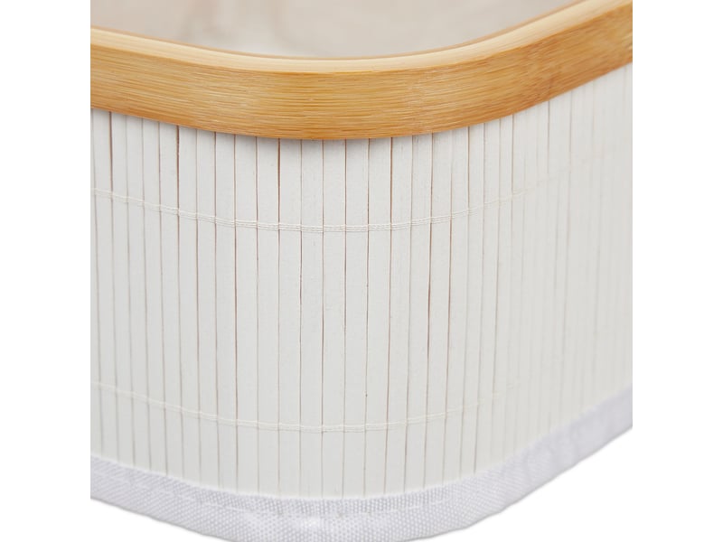  Lot de 3 paniers de rangement empilables salle de bain design décoratif 35 x 25 x 25 cm en bambou blanc 13_0011703  - Conforama D
