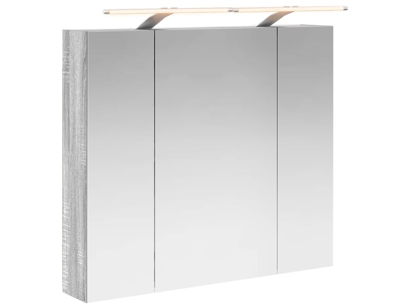  Armoire miroir salle de bain, meuble de rangement gris sonoma 80x14.5x70 cm  - Conforama A