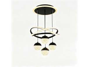 Suspension pour table à manger en cristal noir, 4 lumières, intensité variable | suspension led 54 w, hauteur réglable, intensité variable
