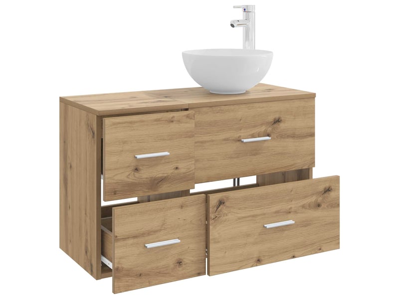  Ensemble de mobilier de salle de bain 2 pcs chêne artisanal shl4856  - Conforama C