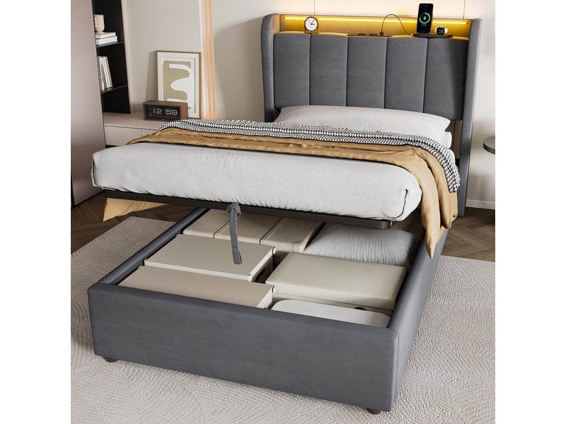  Lit simple 1 place sans matelas, structure en bois, design épuré pour chambre adulte  - Conforama B